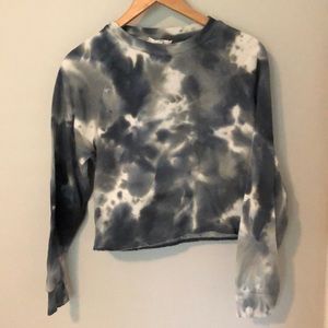 Pink Rose Tie-dye Cropped Long Sleeve Tee